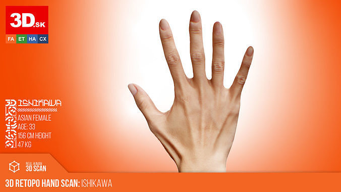 3D Retopologized Hand Scan Ishikawa Sayoko