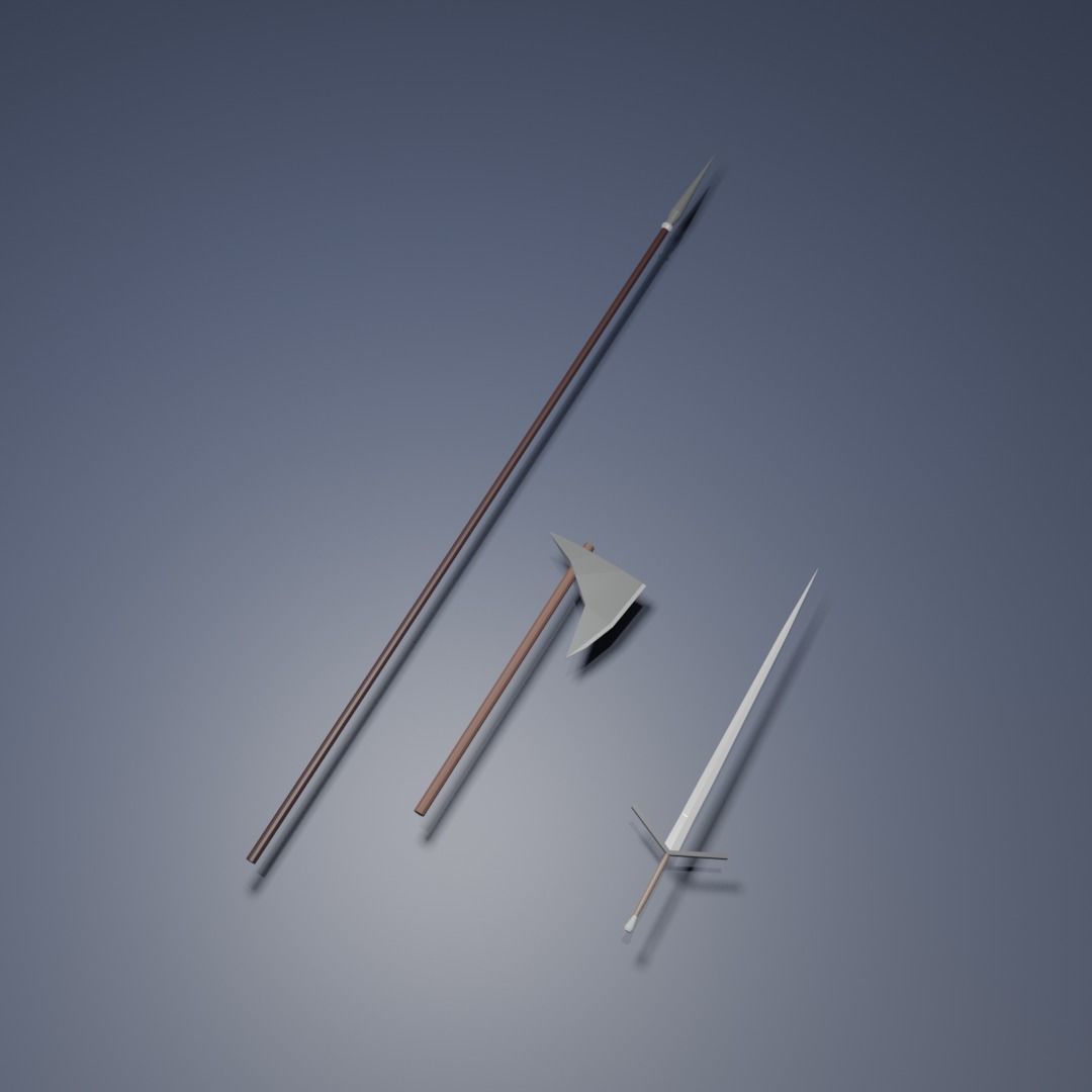 4 low poly characters from the Middle Ages Free 3D model_13