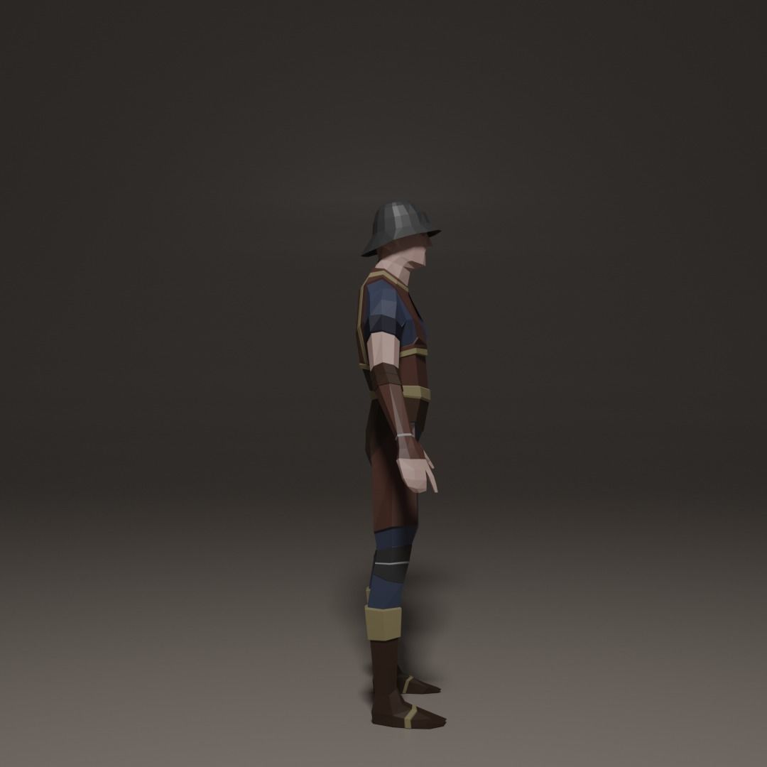 4 low poly characters from the Middle Ages Free 3D model_6