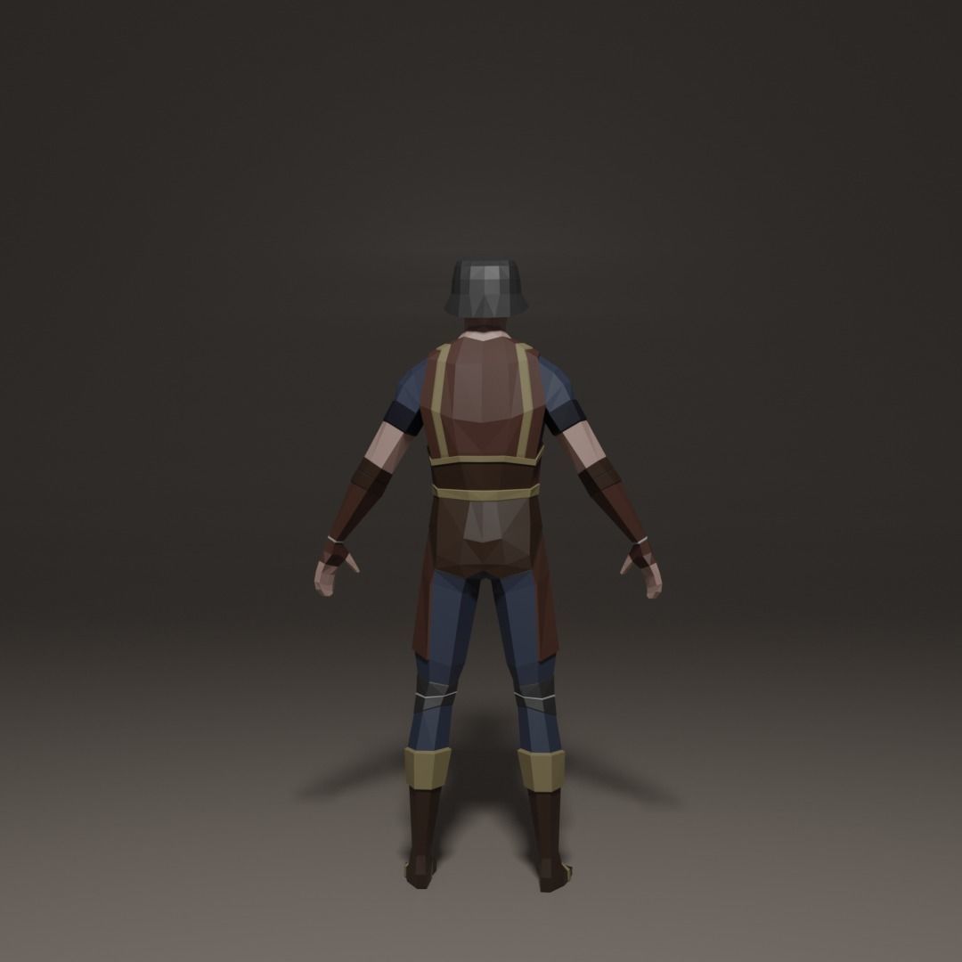 4 low poly characters from the Middle Ages Free 3D model_7