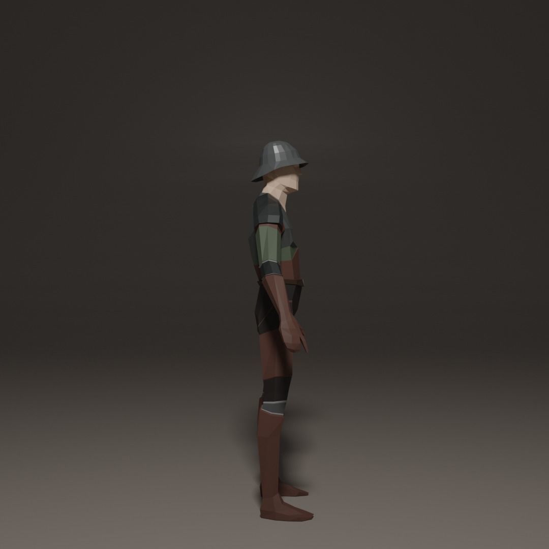 4 low poly characters from the Middle Ages Free 3D model_9