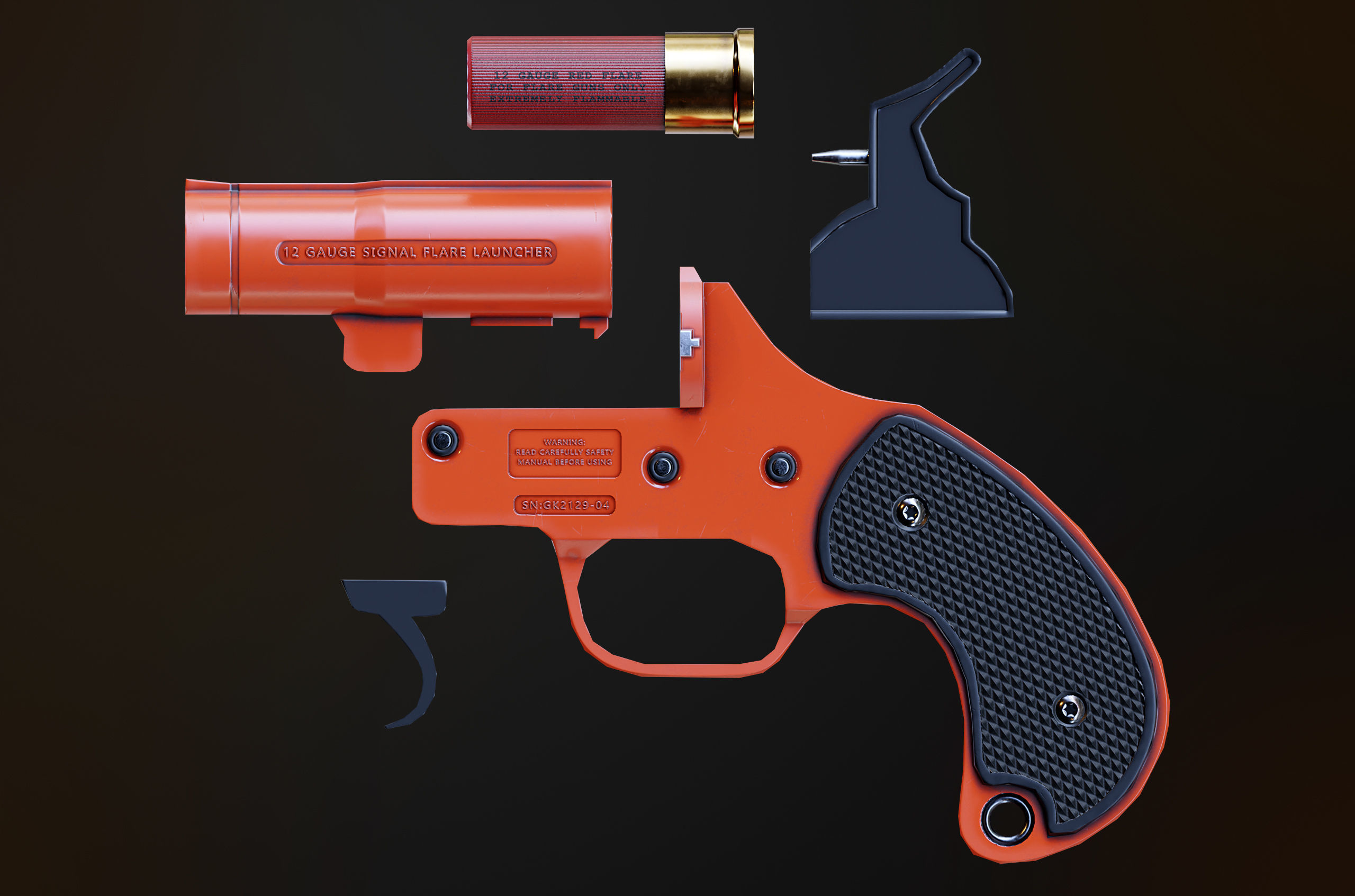 Emergency Flare Kit Low-poly 3D model_6