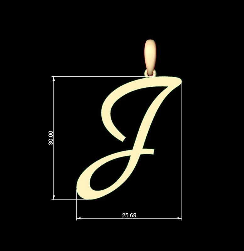 Initial Letters Pendant Marck J 3D print model_4
