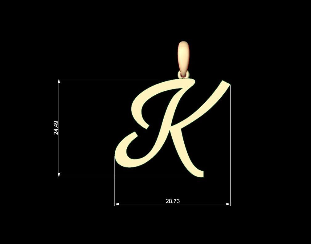Initial Letters Pendant Marck K 3D print model_4