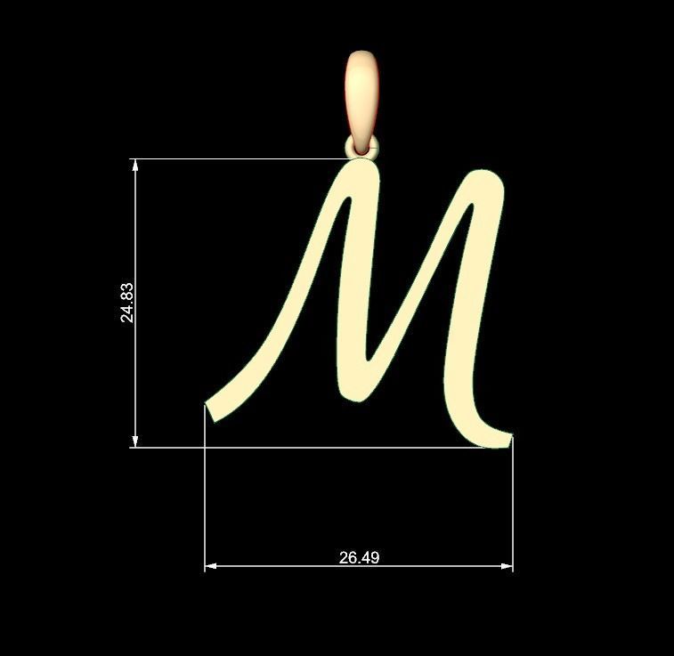 Initial Letters Pendant Marck M 3D print model_4
