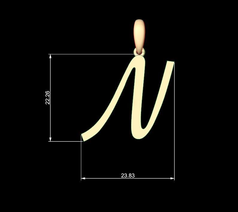 Initial Letters Pendant Marck N 3D print model_4