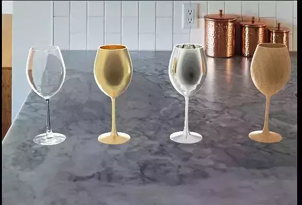 Goblet Glass Silver Gold Wood