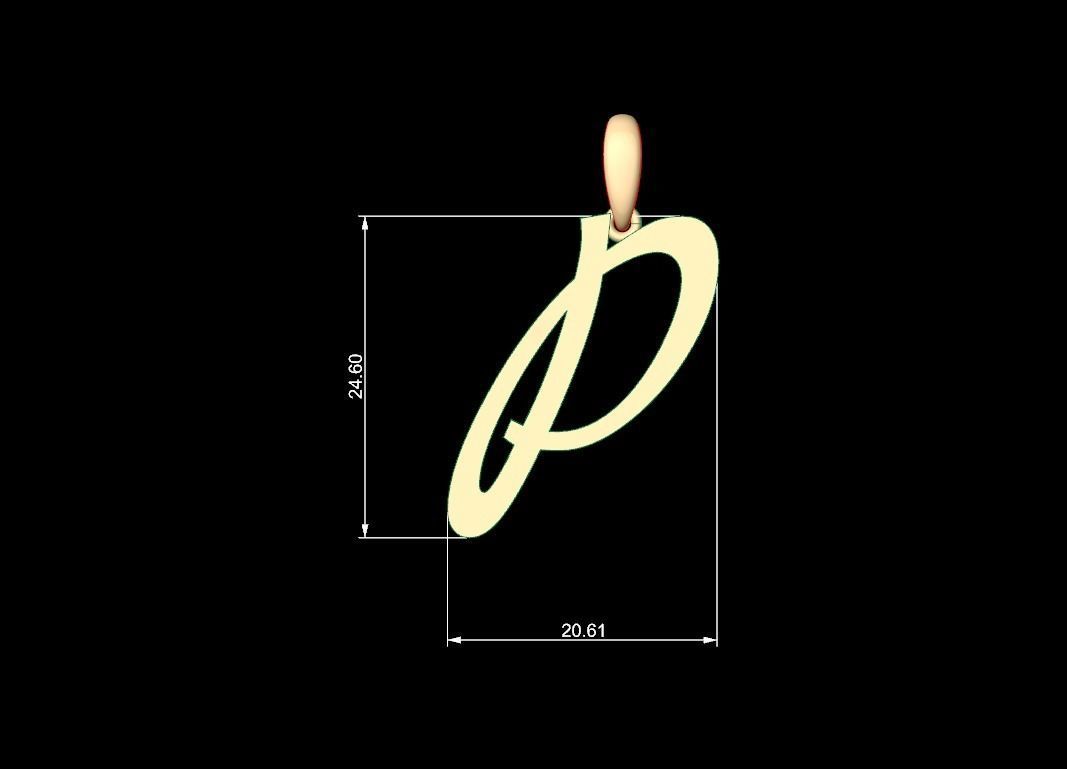 Initial Letters Pendant Marck P 3D print model_4