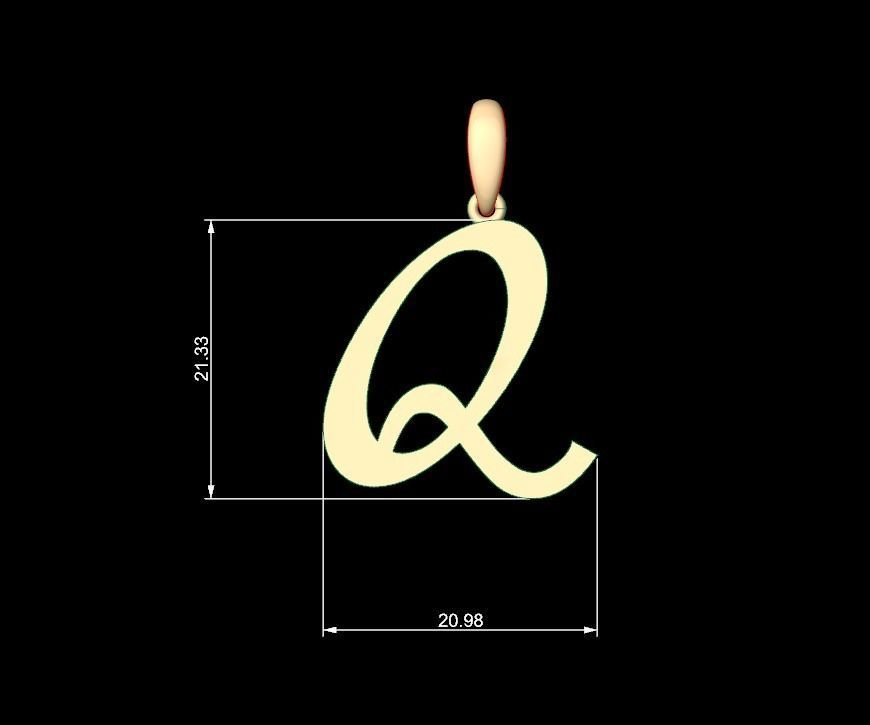 Initial Letters Pendant Marck Q 3D print model_4