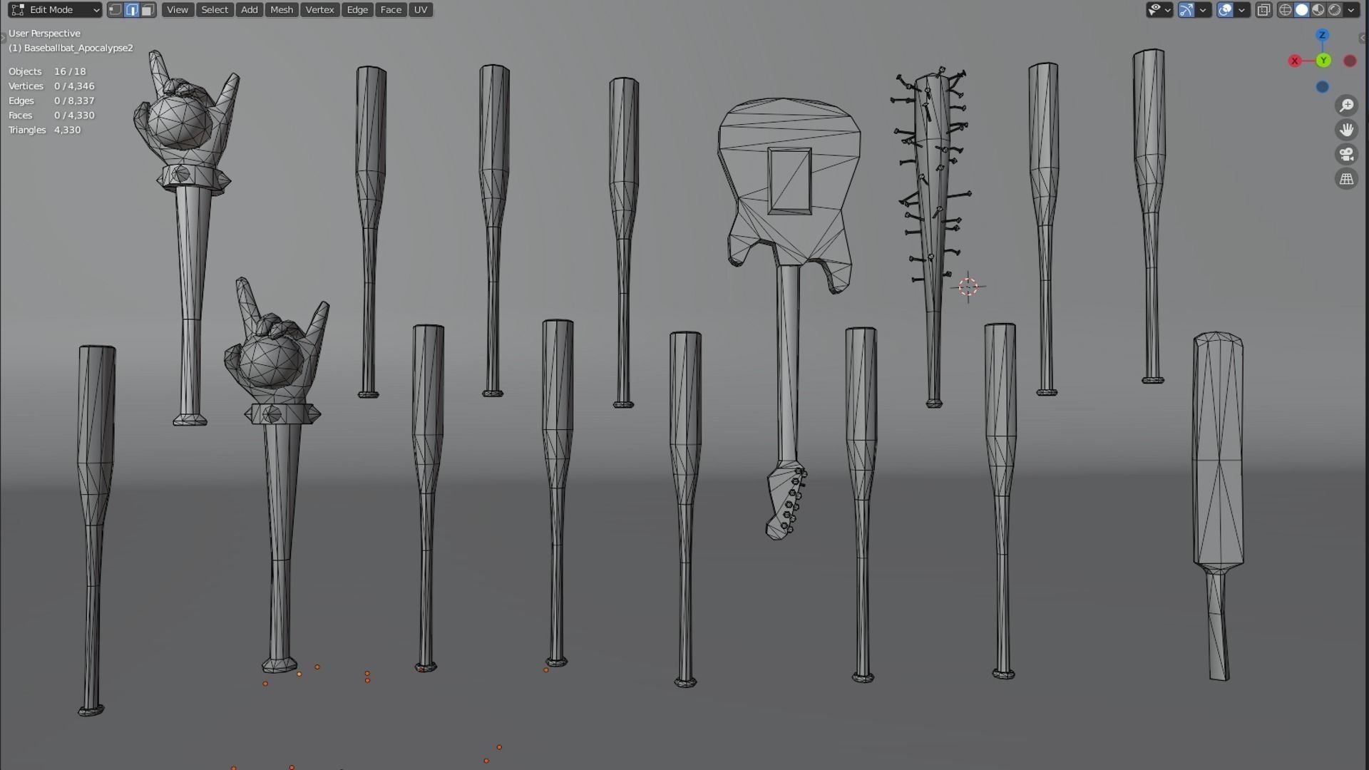 Weapon Rifle Game Baseball bat 18x 3D model_20