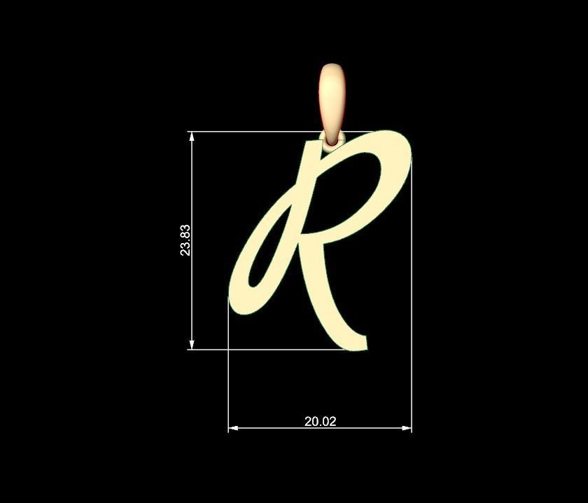 Initial Letters Pendant Marck R 3D print model_4