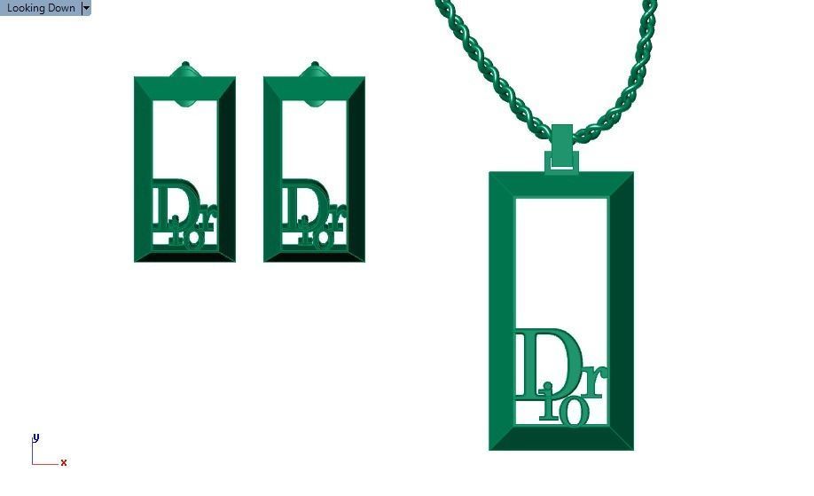 dior set pendant and earrings 3D print model_12