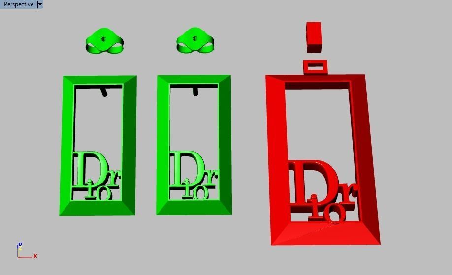 dior set pendant and earrings 3D print model_25