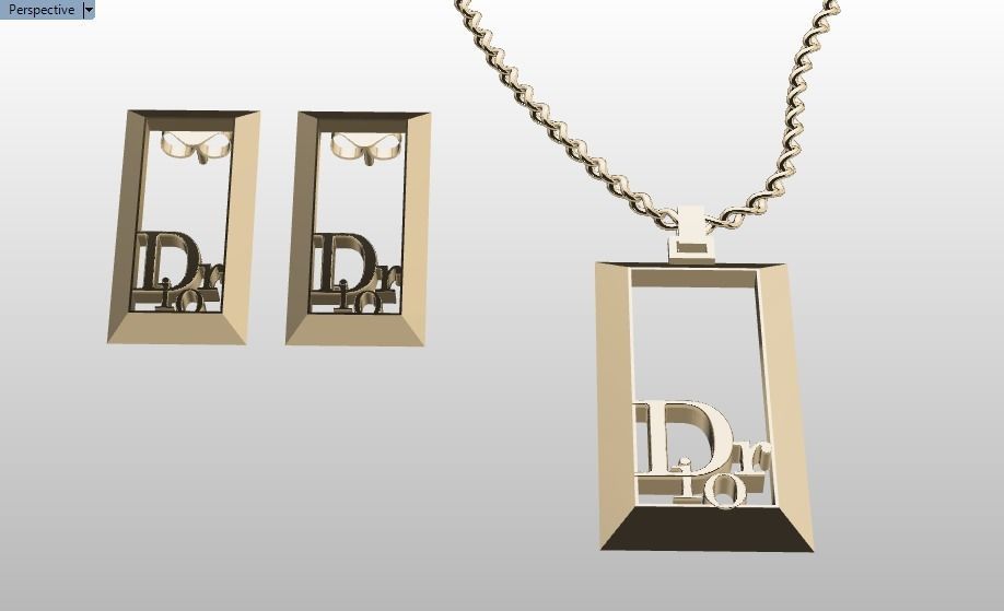 dior set pendant and earrings 3D print model_16