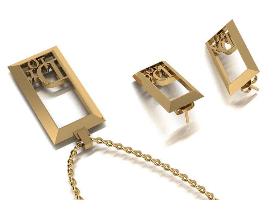 dior set pendant and earrings 3D print model_26
