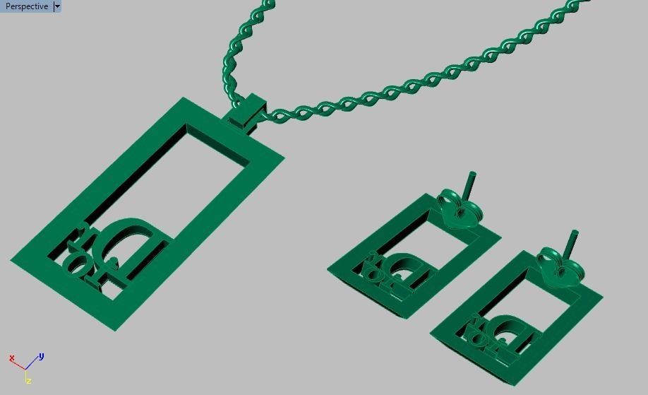 dior set pendant and earrings 3D print model_14