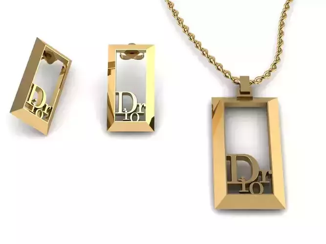 dior set pendant and earrings 3D print model