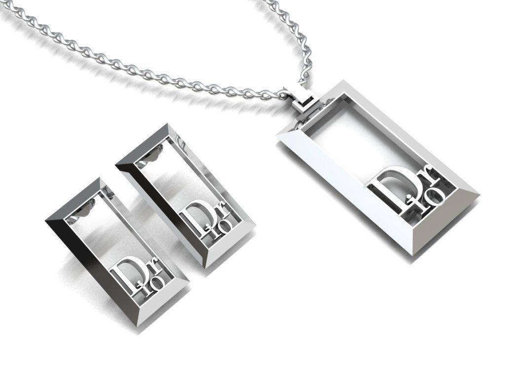 dior set pendant and earrings 3D print model_6