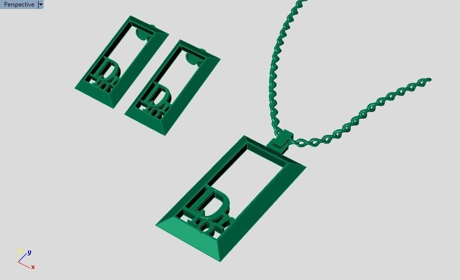dior set pendant and earrings 3D print model_10