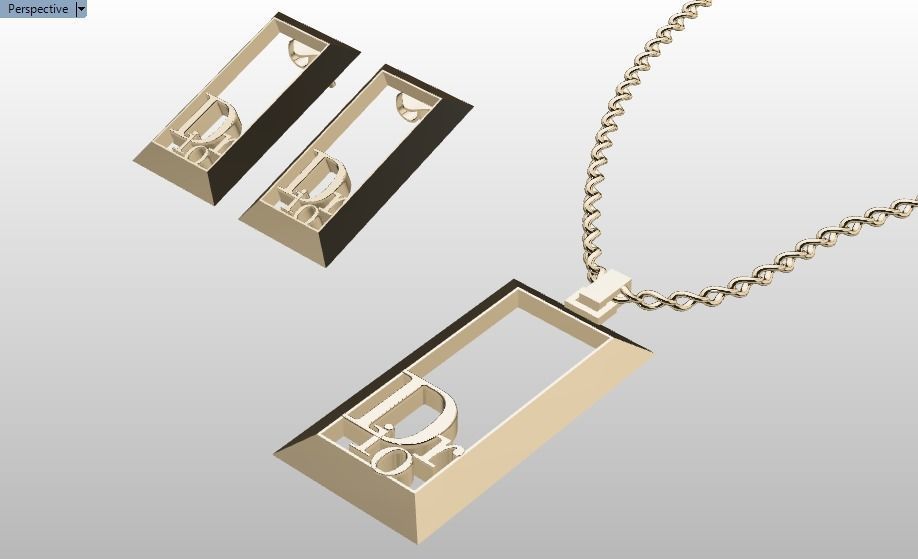 dior set pendant and earrings 3D print model_15