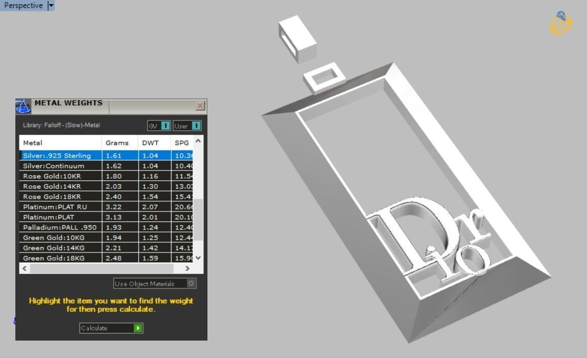 dior set pendant and earrings 3D print model_24