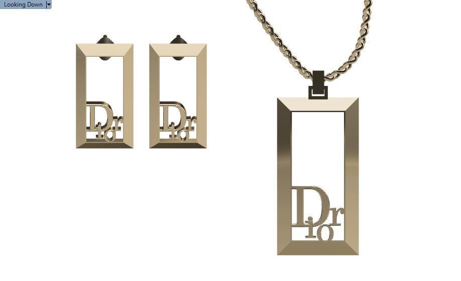 dior set pendant and earrings 3D print model_13