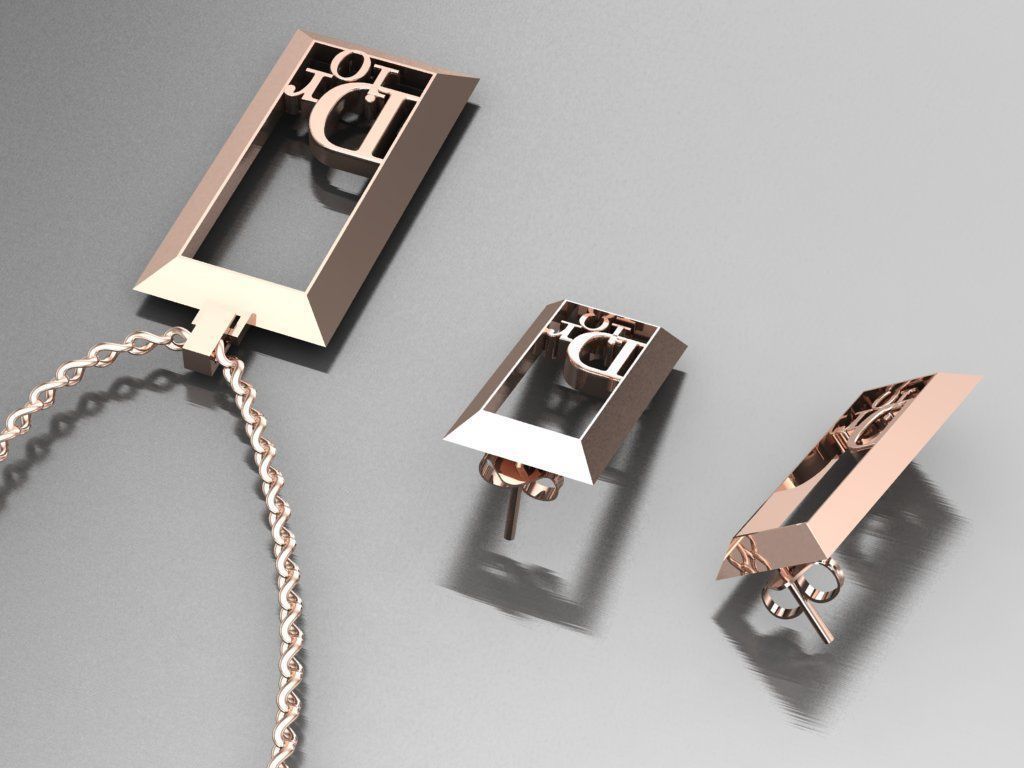 dior set pendant and earrings 3D print model_2