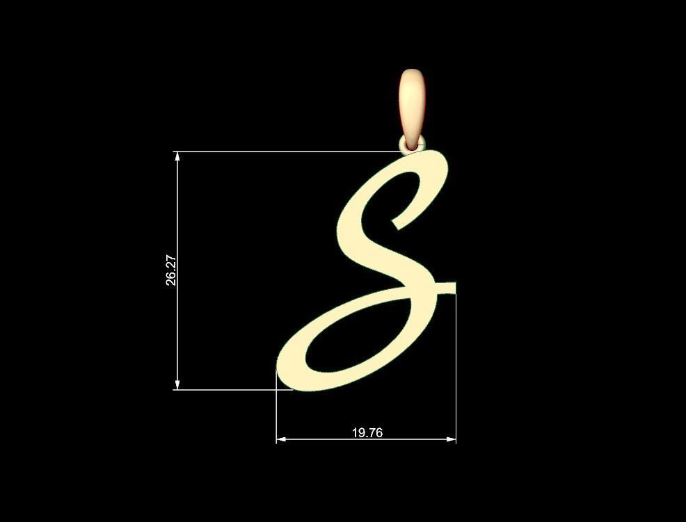 Initial Letters Pendant Marck S 3D print model_4