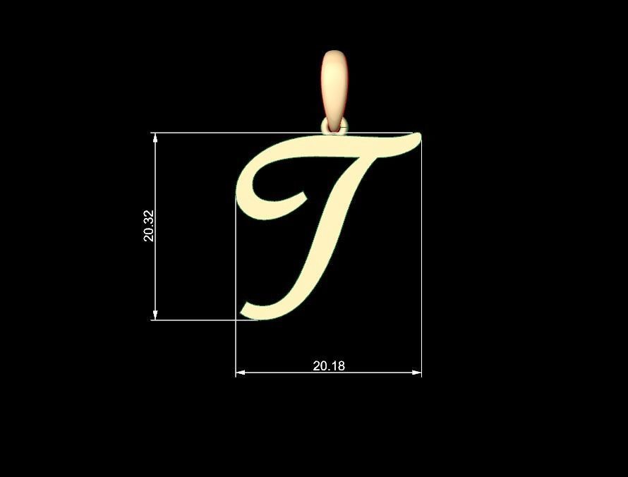 Initial Letters Pendant Marck T 3D print model_4