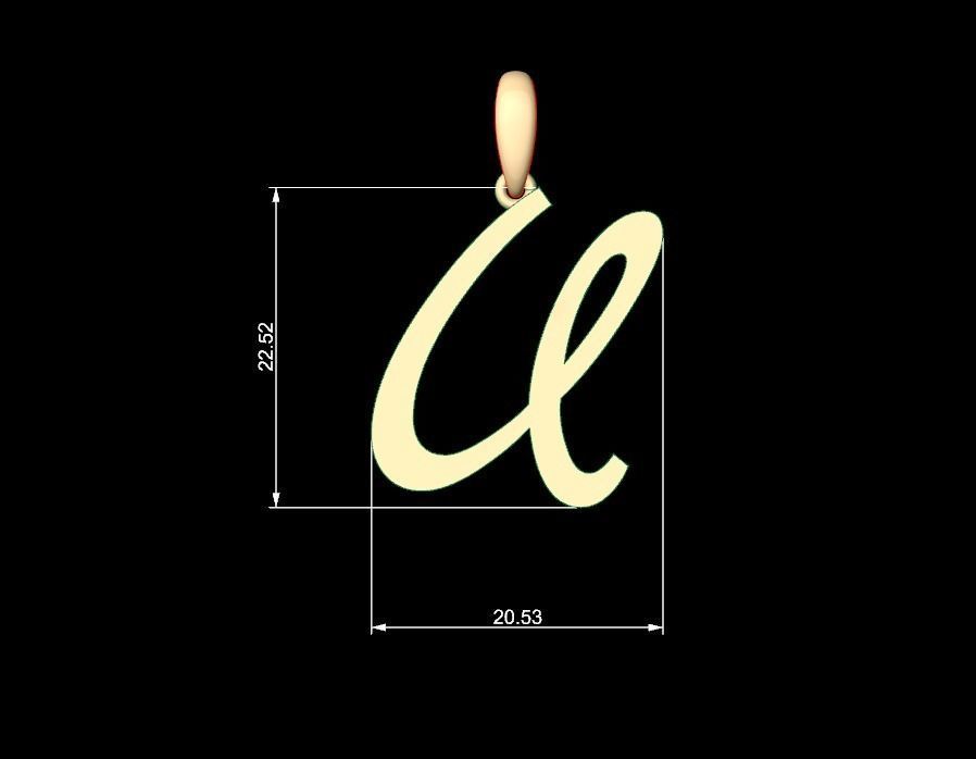 Initial Letters Pendant Marck U 3D print model_4