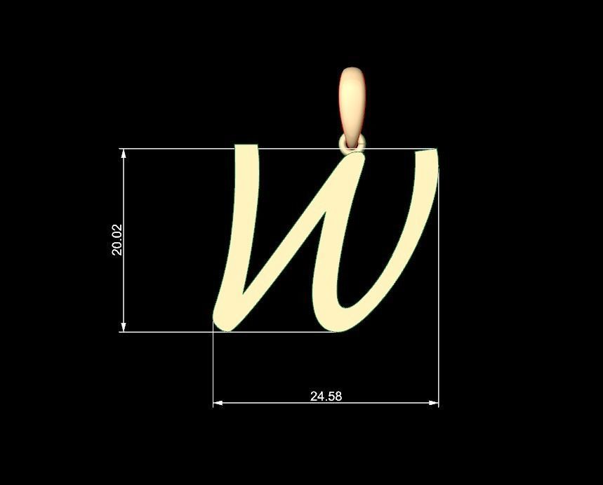 Initial Letters Pendant Marck W 3D print model_4