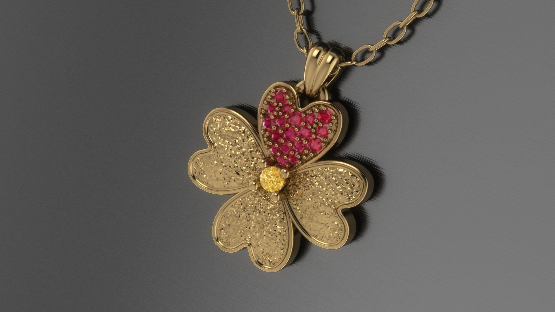 flower heart pendant 3D print model_1