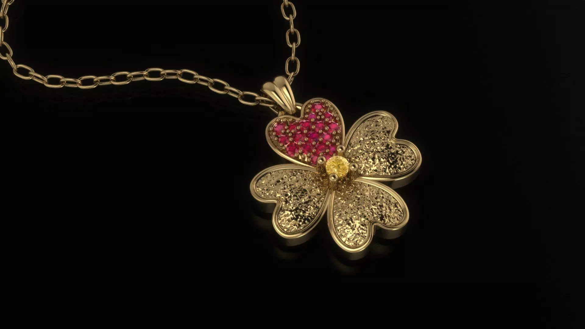 flower heart pendant 3D print model_0