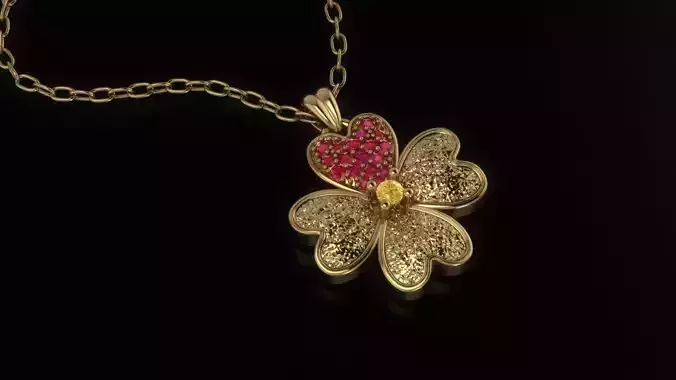 flower heart pendant