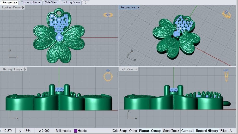 flower heart pendant 3D print model_3