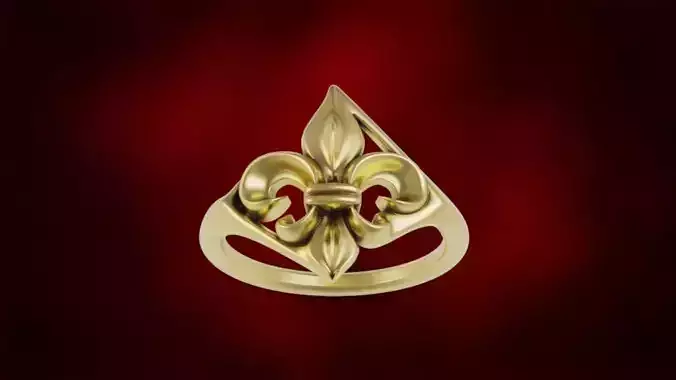 Fleur de Lis ring 3D print model lms08