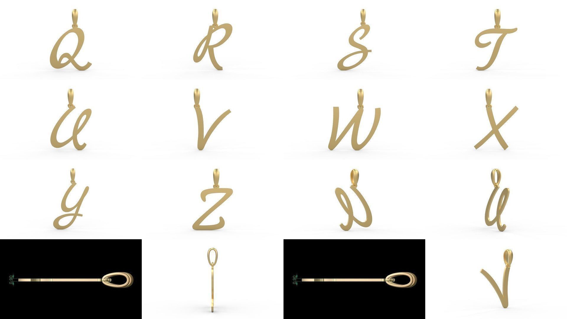 Initial Letters Pendant Alphabets Marck 3D Model Collection_1