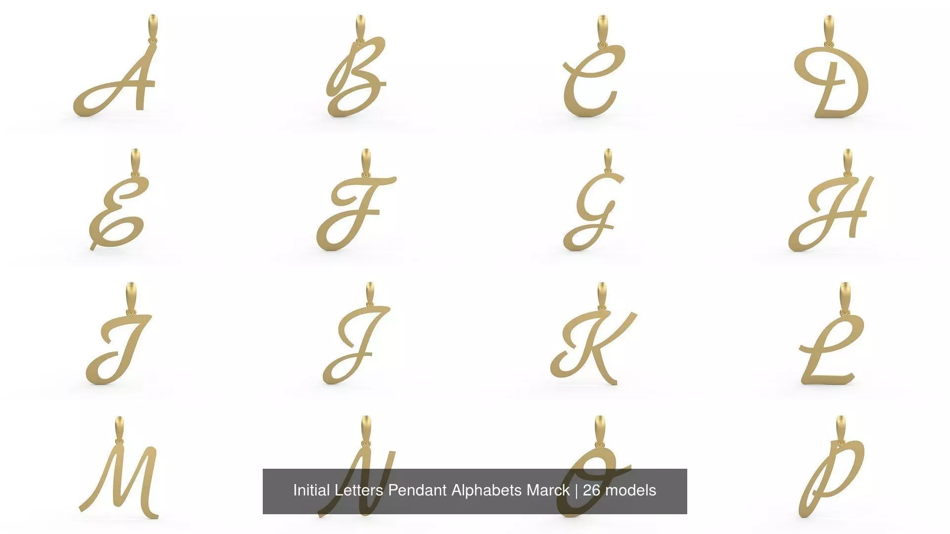 Initial Letters Pendant Alphabets Marck 3D Model Collection_0