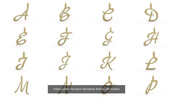 Initial Letters Pendant Alphabets Marck 3D Model Collection
