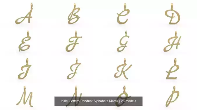 Initial Letters Pendant Alphabets Marck 3D Model Collection