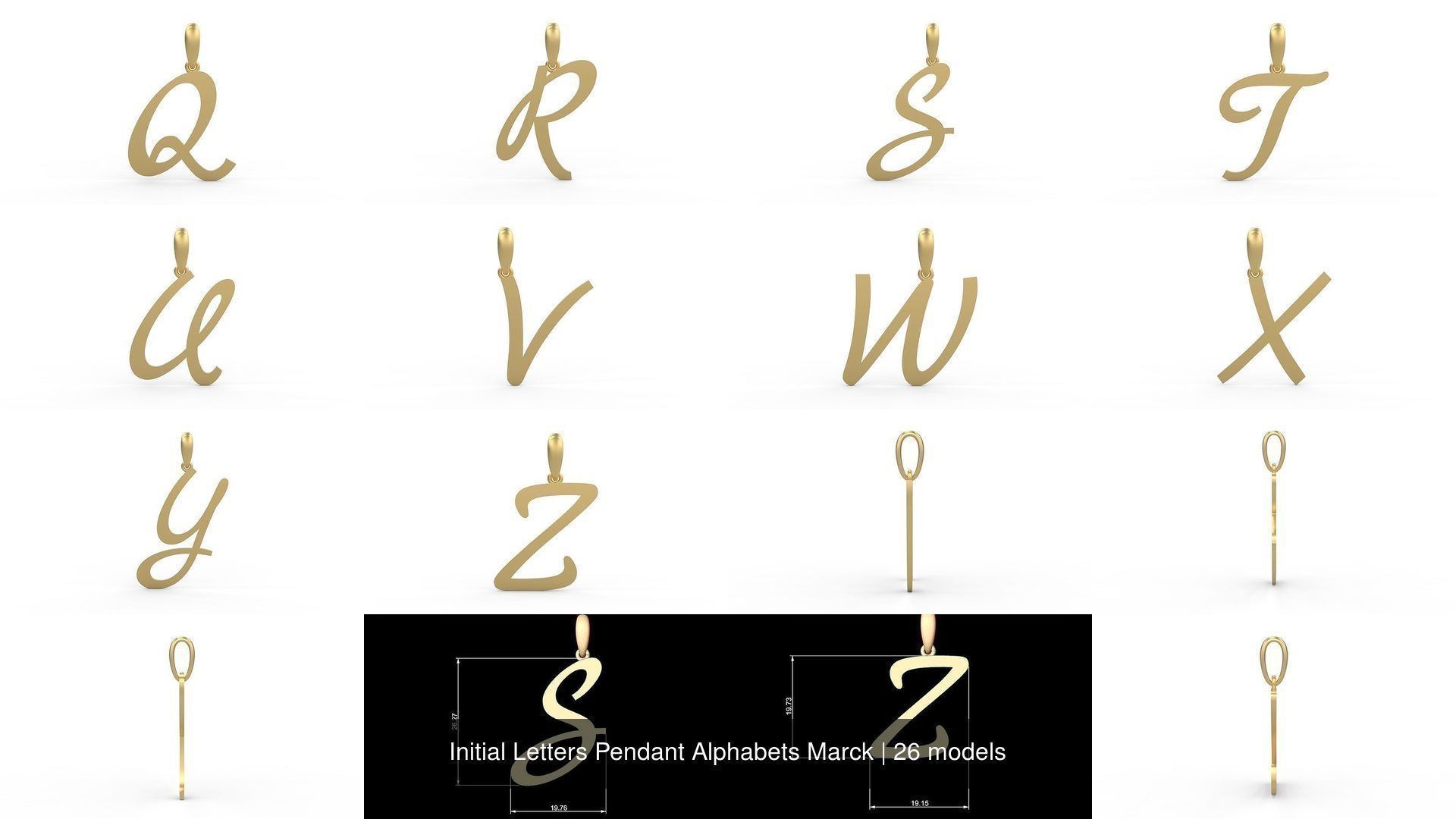 Initial Letters Pendant Alphabets Marck 3D Model Collection_2