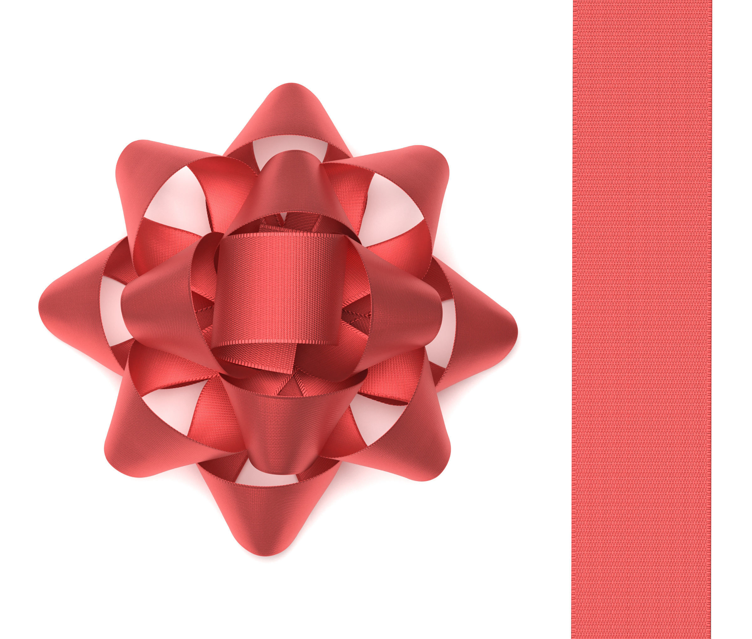 Very realistic Red Gift Bow 3D model_2