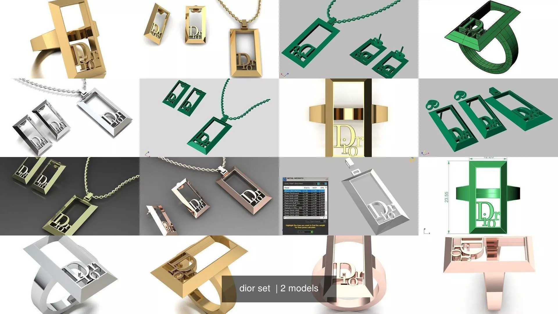 dior set jewelry designs for men and women 3D Model Collection_0