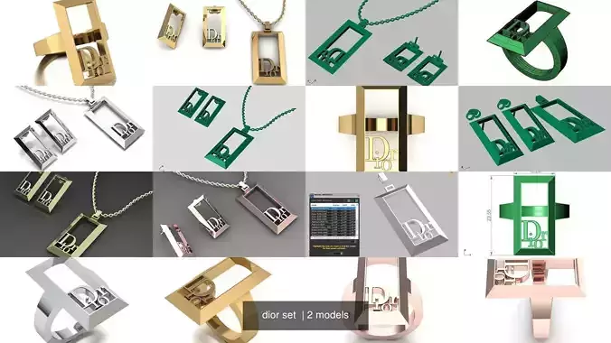 dior set jewelry designs for men and women 3D Model Collection