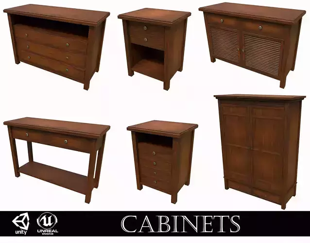 Pack of 6 Medieval Wooden Cabinets