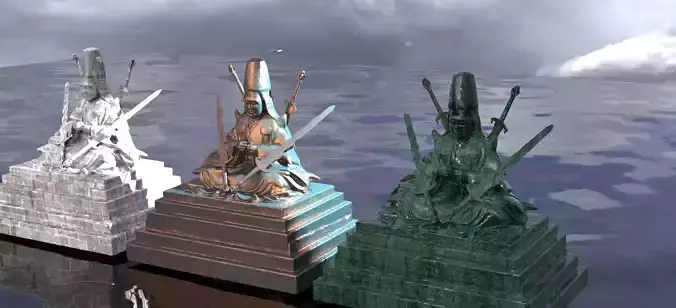 Warrior Monk meditating 3 models 