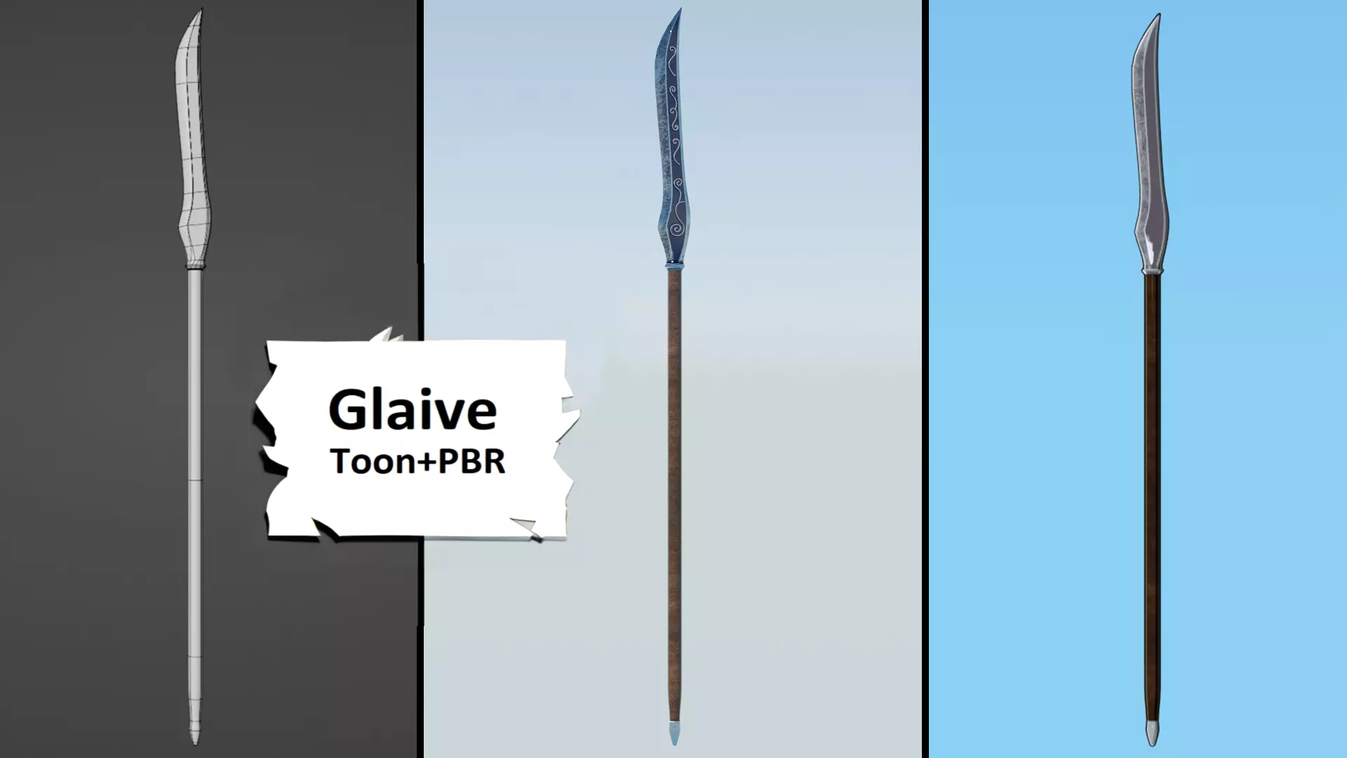 Glaive long stick Low-poly 3D model