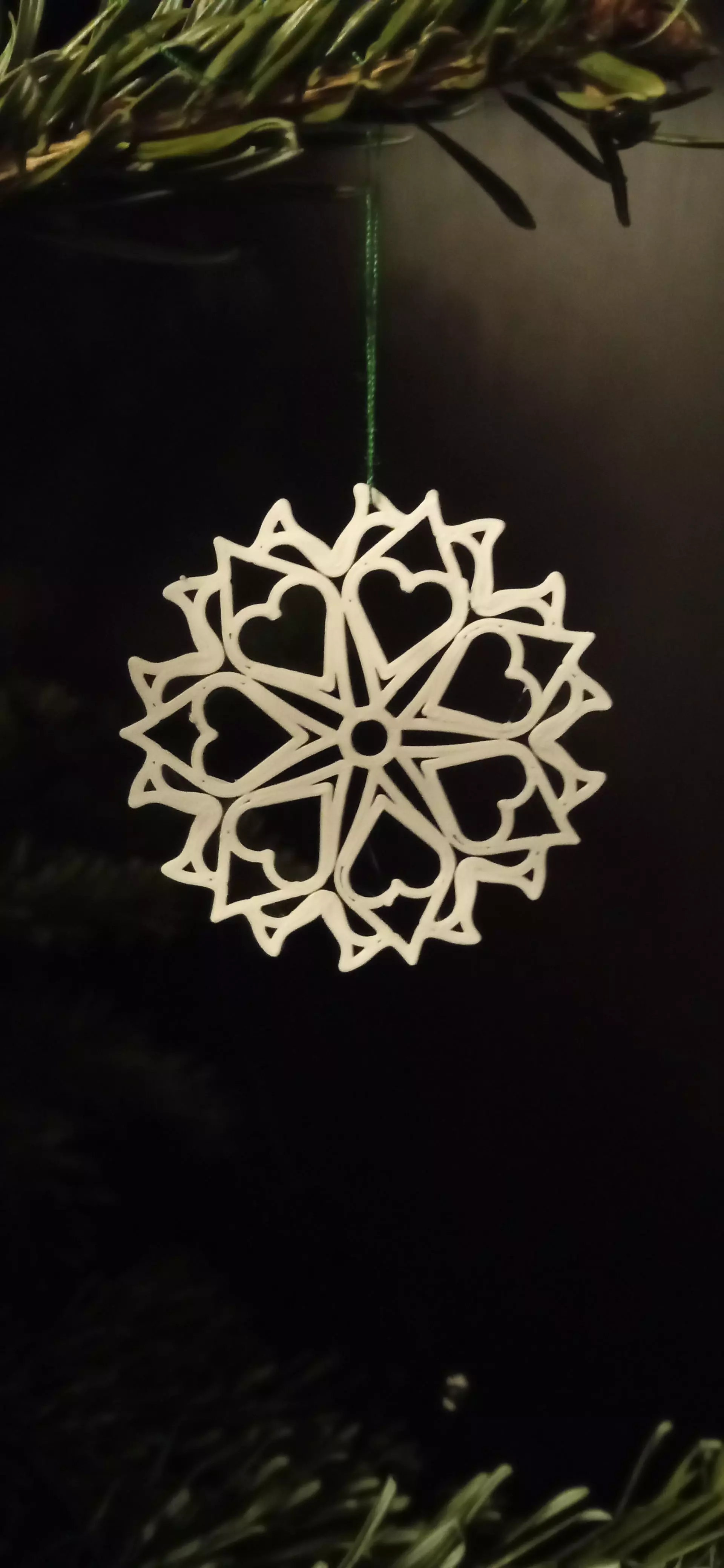 Snowflake 1 hanging from christmas tree 3D print model_0