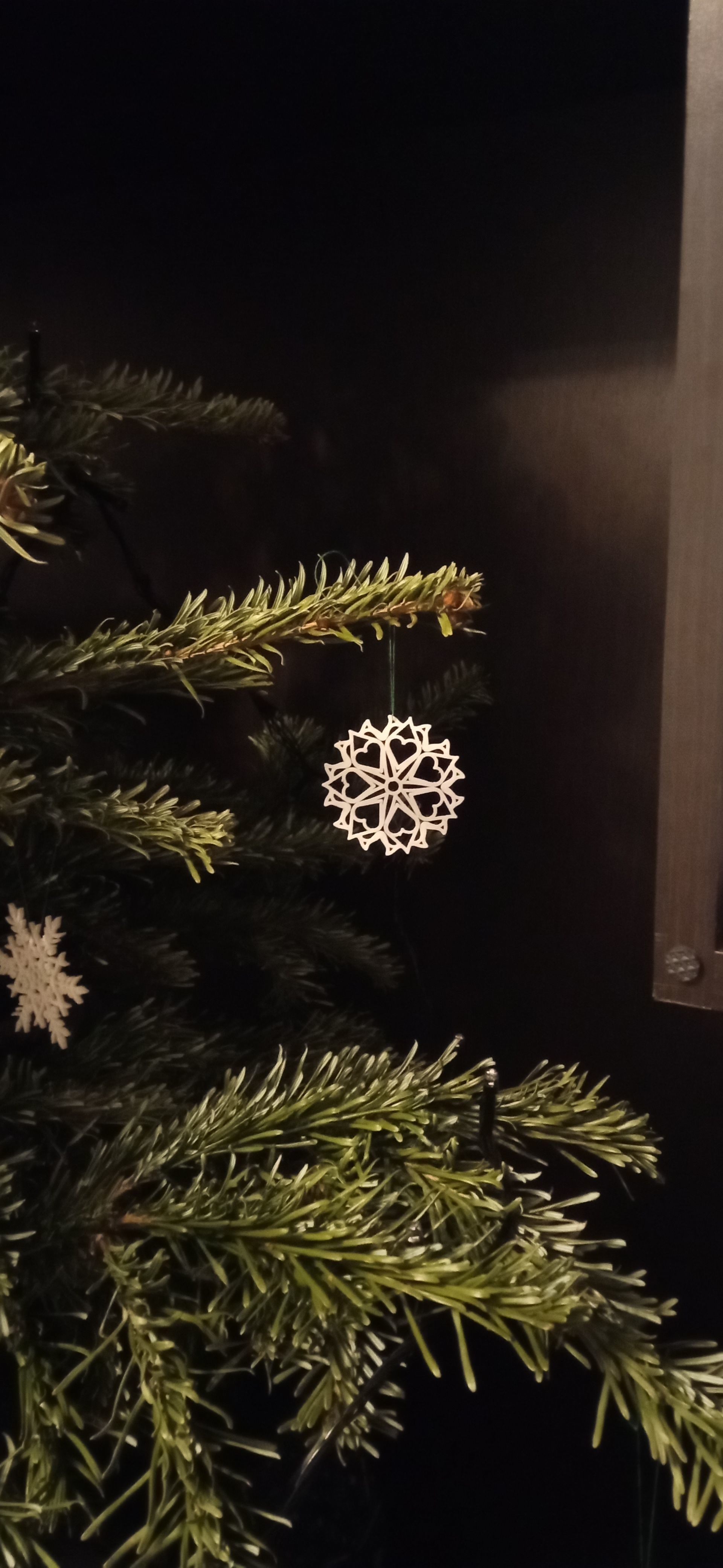 Snowflake 1 hanging from christmas tree 3D print model_1
