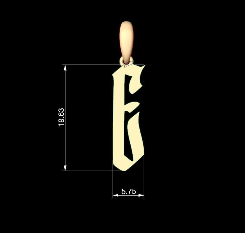 Initial Letters Pendant Marseille E 3D print model_4